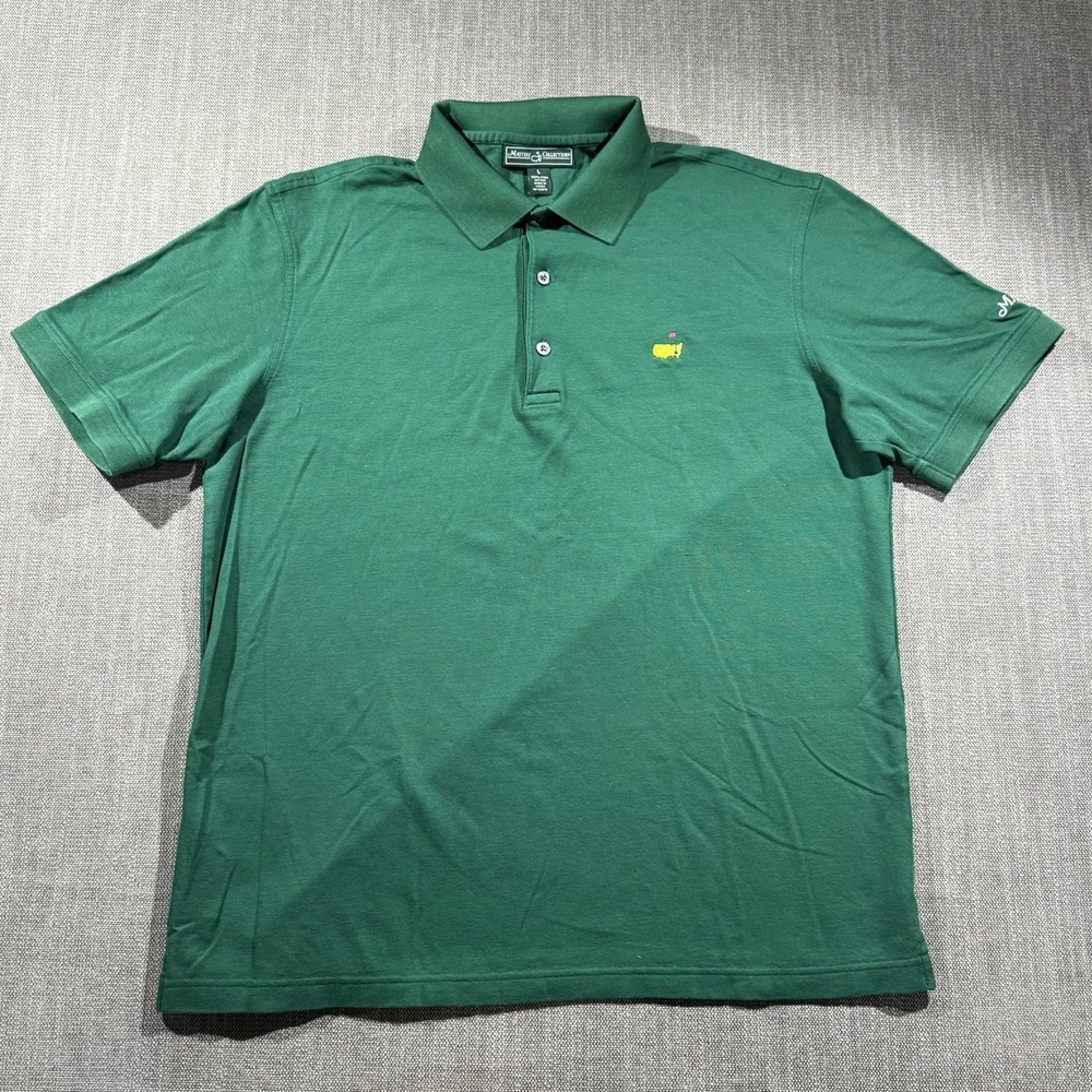 Masters Shirt Mens Large Green Golf Pima Cotton Masters Collection Polo